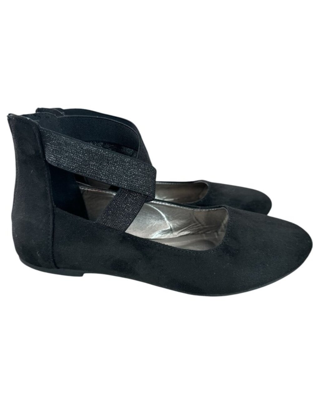 MIA Girl's Corre Black Ballet Flats Size 4 | Criss-Cross Ankle Straps